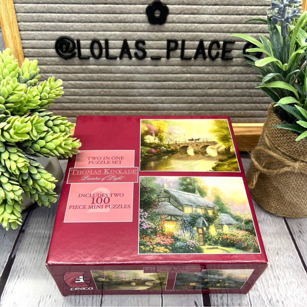 Thomas Kinkade 2 in 1 - 100 piece ea. mini puzzle-NEW in box-Unopened - Picture 2 of 8